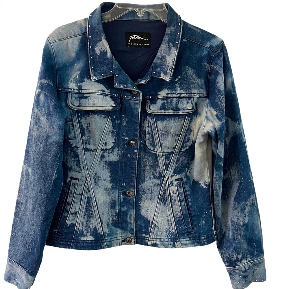 Vintage FUBU Blue Denim Jean Jacket Rhinestones Size 7/8